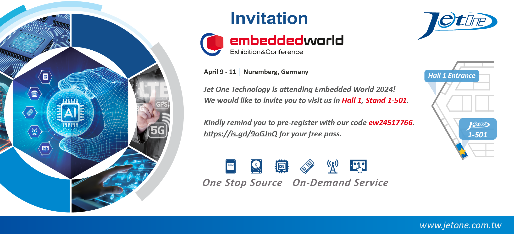 Embedded World 2024-JET ONE BOOTH 1-501